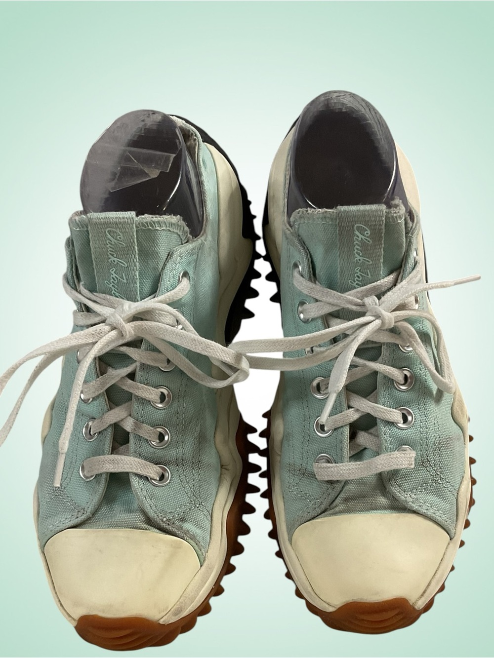 Converse Run Star Wave-Soled Sneakers in Mint Green/Cream Unisex 27.6cm M 9/W 11 - Picture 10 of 14